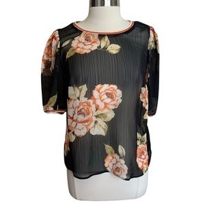 a new day Black Floral Blouse